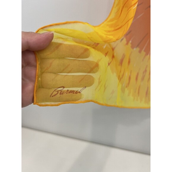 Vintage Burmel Scarf Sunflower Sheer Square Hand Rolled 22" - Picture 2 of 5